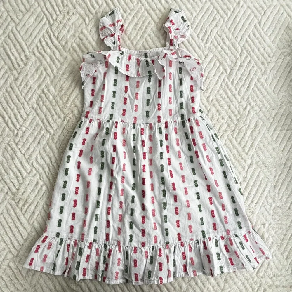 Janie and Jack Girls Size 6 White Textured Clip Dot Ruffle Dress